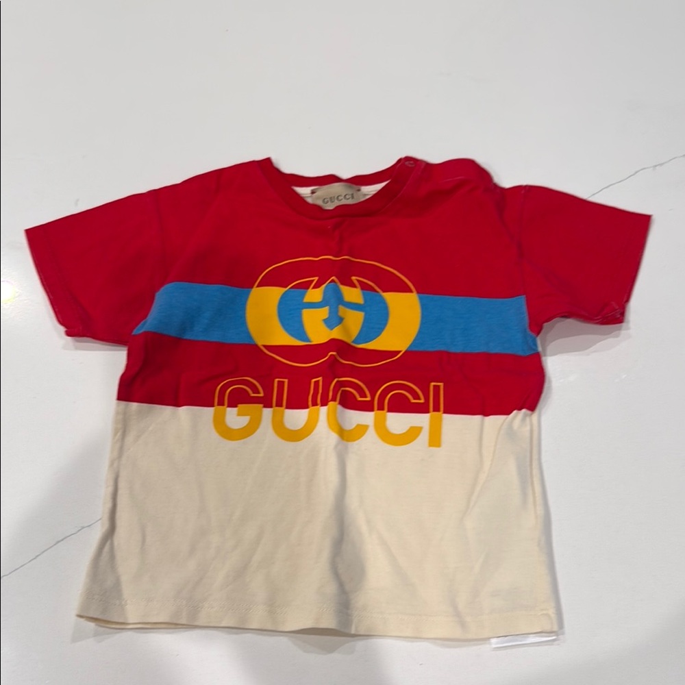 Gucci Kids Red and Cream Logo T-Shirt 9/12M